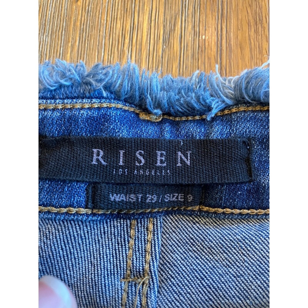 Risen 1262 Frayed Raw Edge High Waisted Distressed Skinny Jean Womens Blue 29‎ - Picture 4 of 6